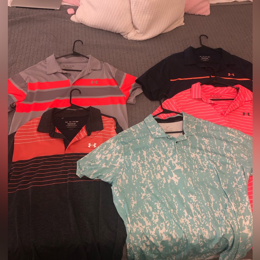 Five XXL men’s golf shirts